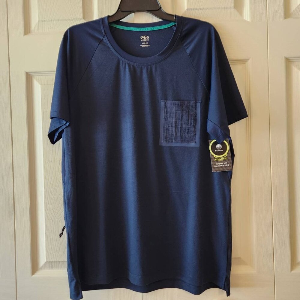 Athletic Works Pocket Tee Size L Blue Cove Men's Athletic Shirt